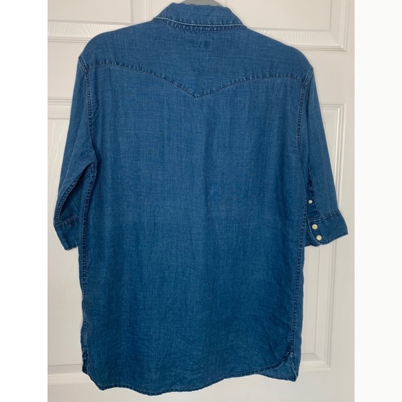 All Saints Chambray Denim Snap Button Top - Picture 2 of 5